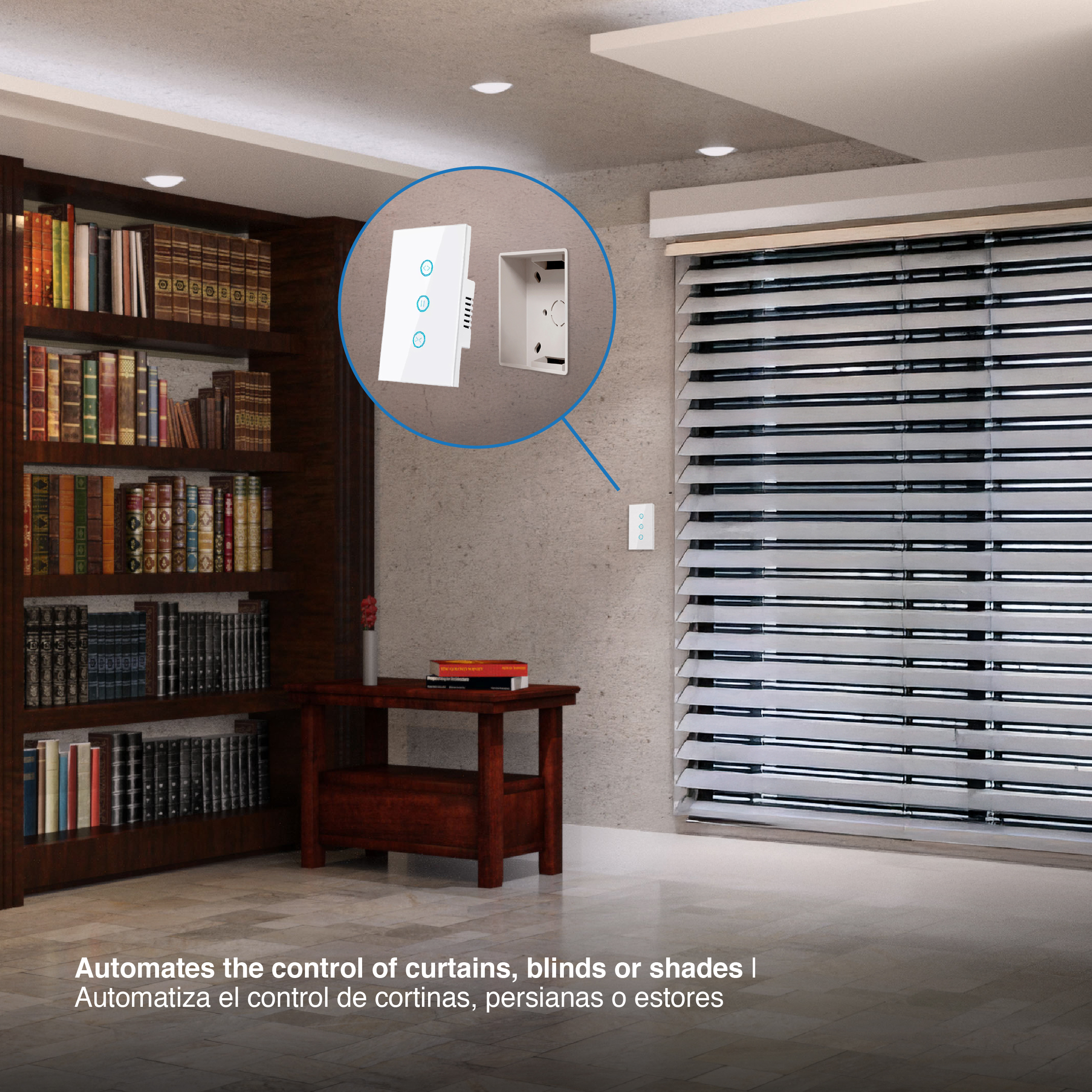 Tecla Smart WiFi Switch de Cortina Blanco