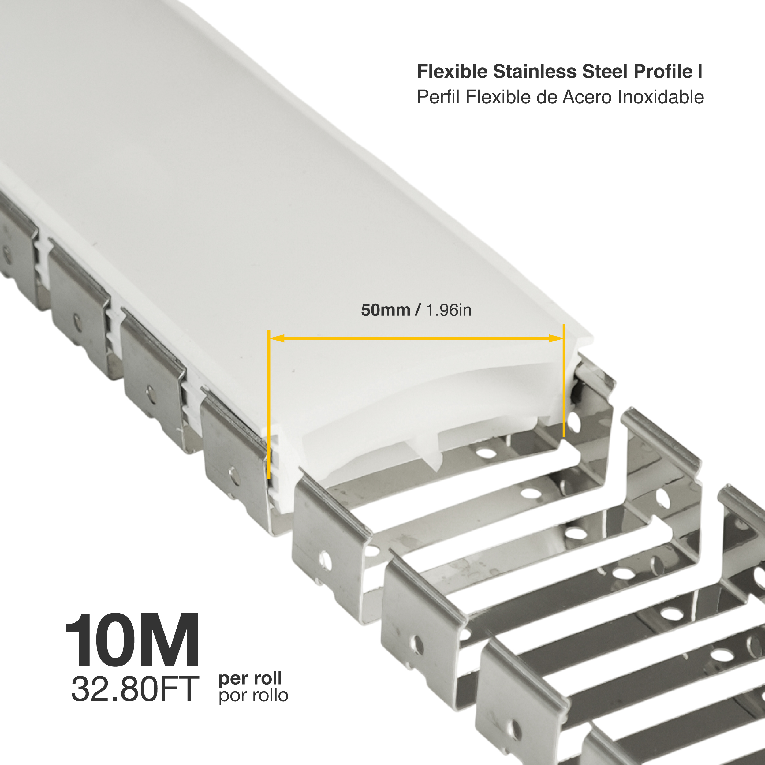 Perfil Flexible de Acero Inoxidable para pers-05 x10m