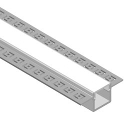 Perfil de Aluminio con Alas de Embutir 53x13,3mm Anodizado, Cover Opal Blanco x2,5m