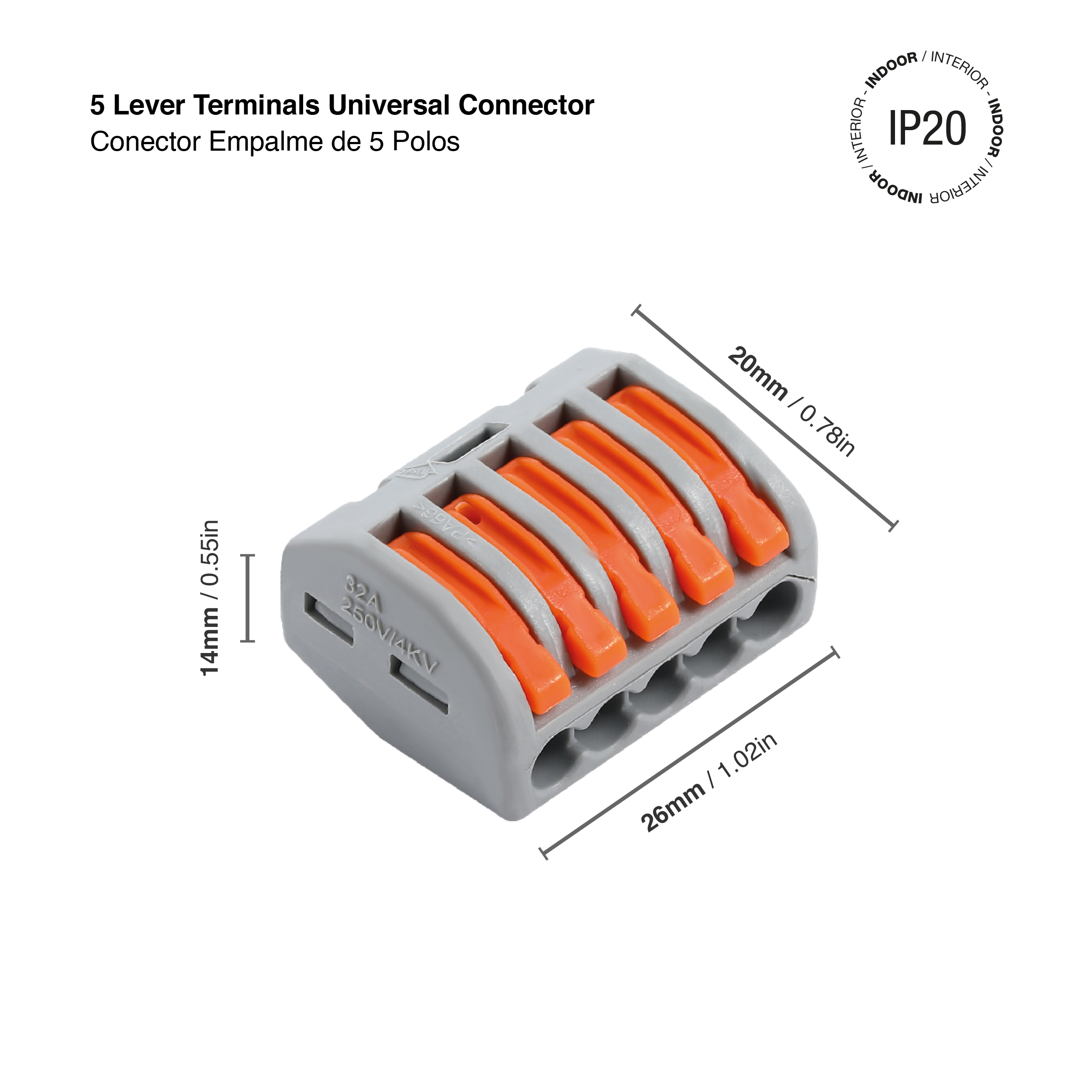 Conector Empalme Fast Clip, 5 Polos