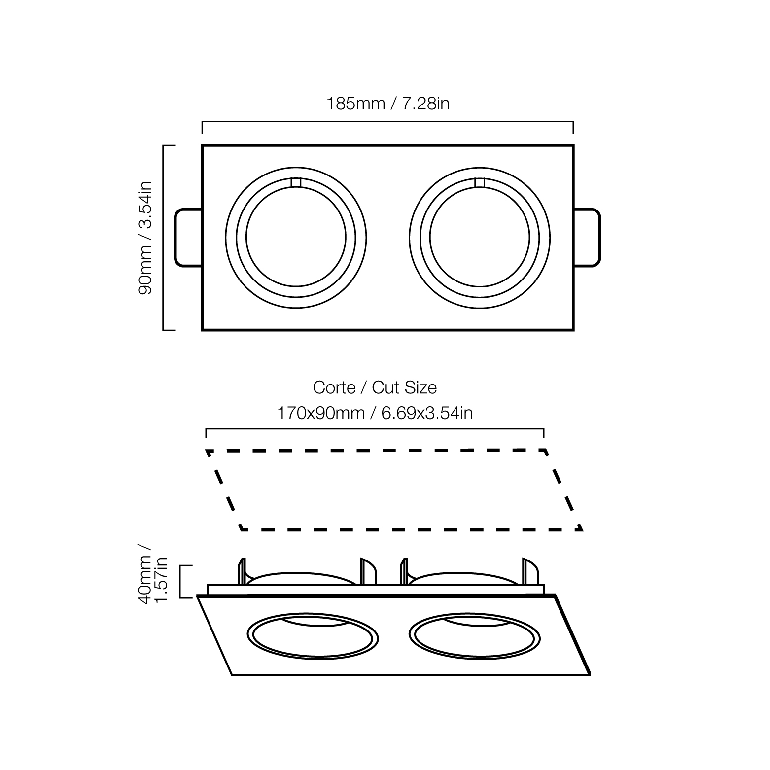 Spot Móvil Blanco para 2 Lámparas GU10