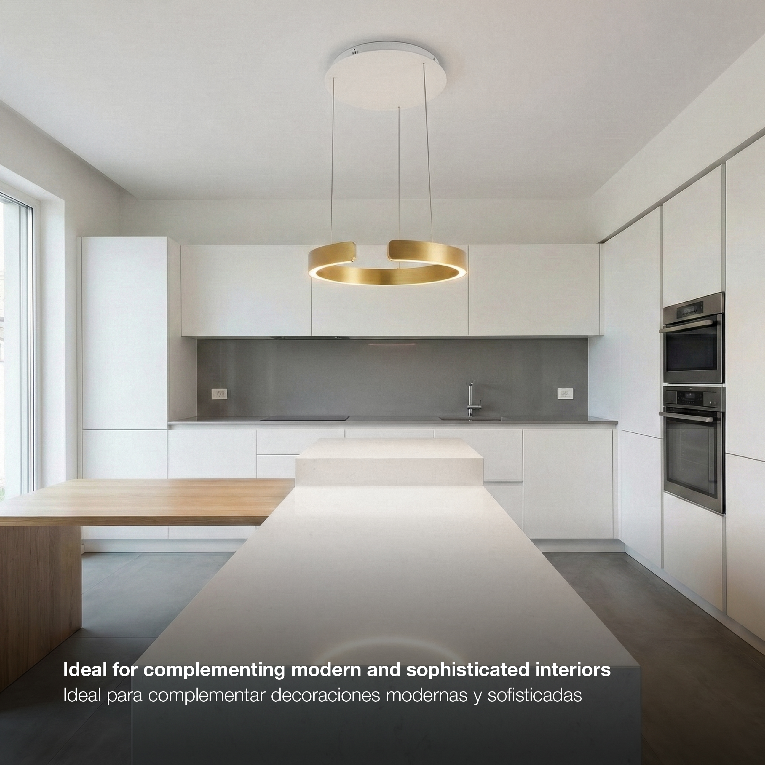 Lámpara LED Suspendida Oro Rosa, Ø40x52cm, 28W CCT Variable 3000-6500K