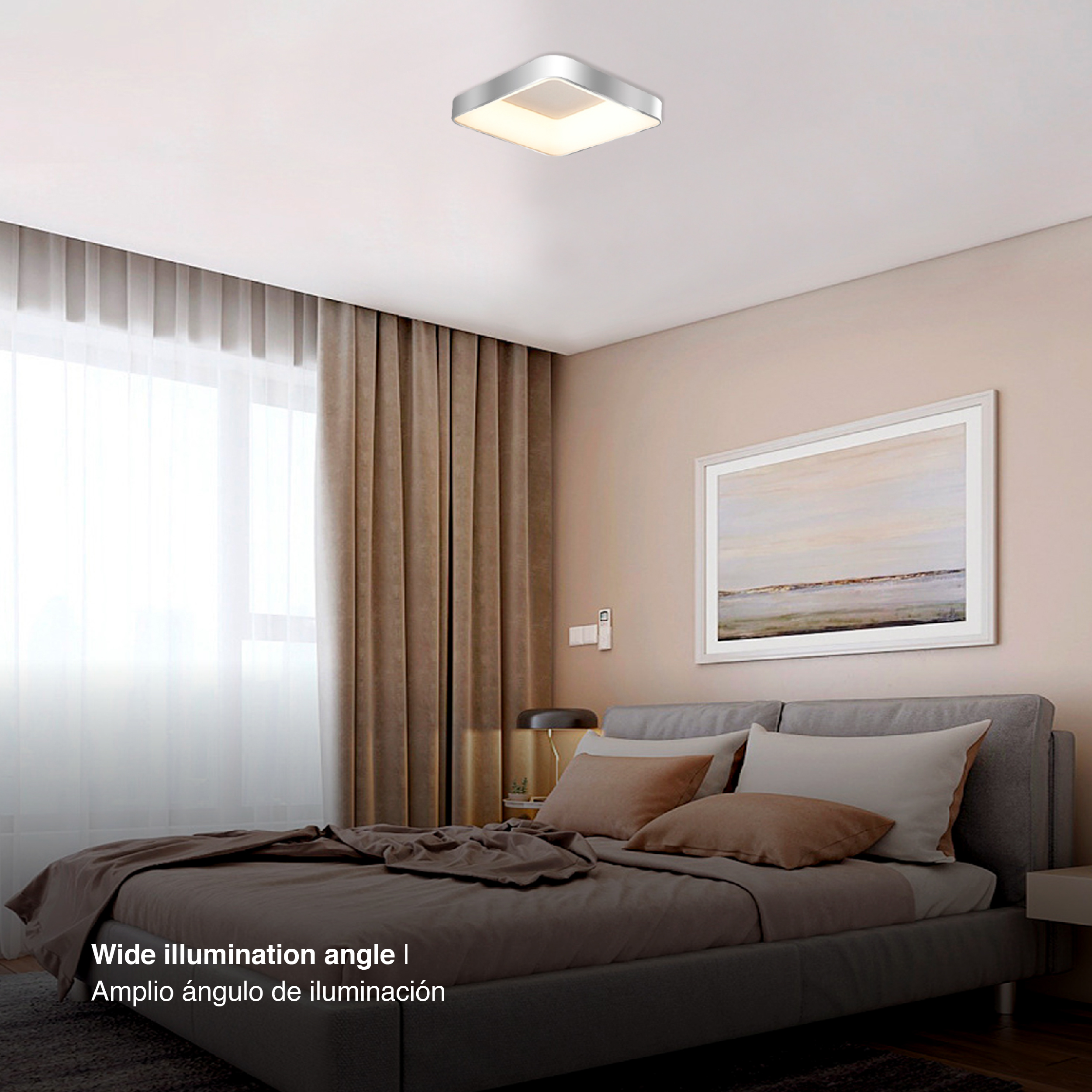 Panel LED Smart Cuadrado Níquel 40x40x9cm 32W 140mA CCT, de Aplicar