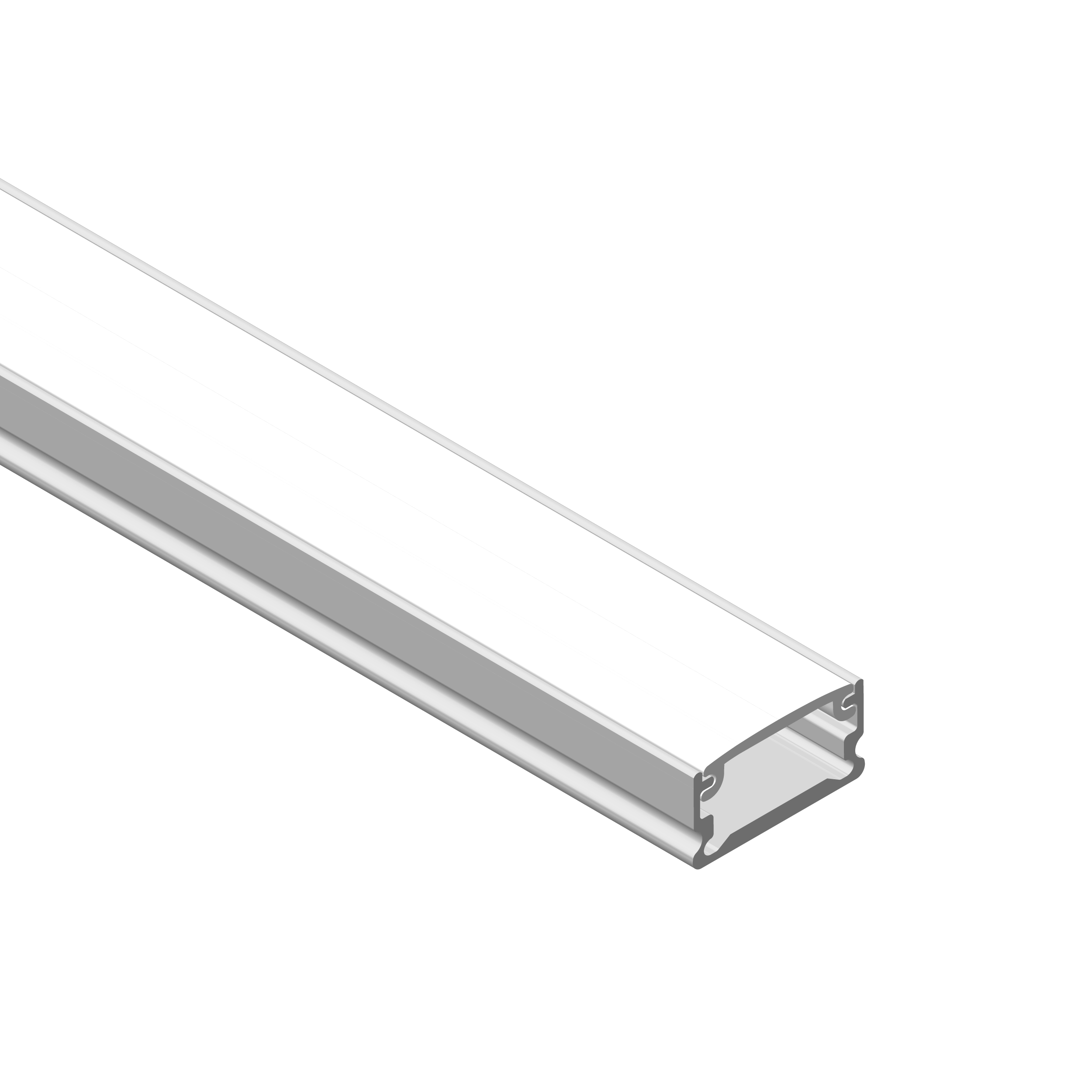 Perfil de Aluminio Flat 13x7mm Anodizado, Cover Opal Blanco x2m