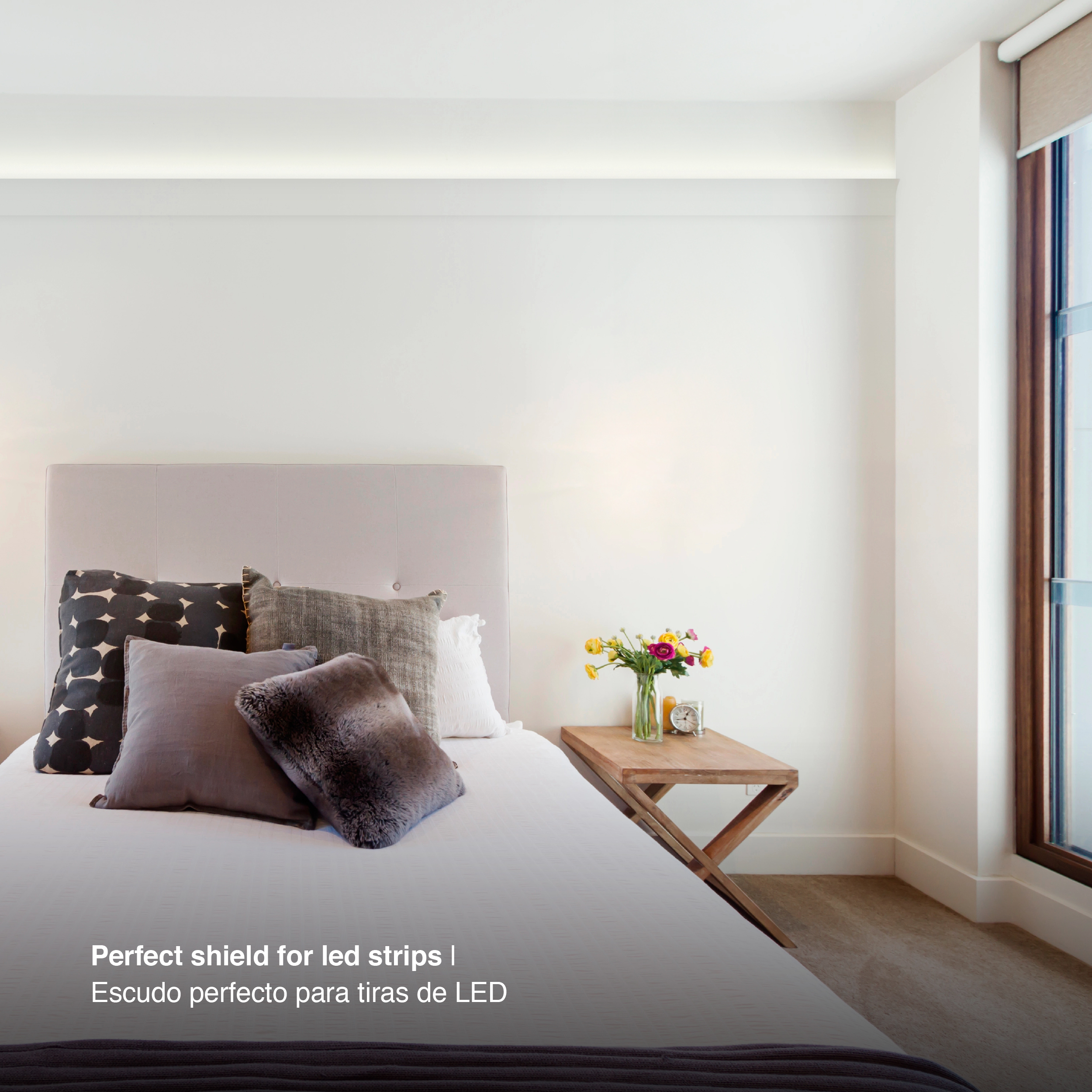 Perfil de Aluminio Esquinero 37,4x48,6mm Blanco, Cover Opal Blanco x 2m