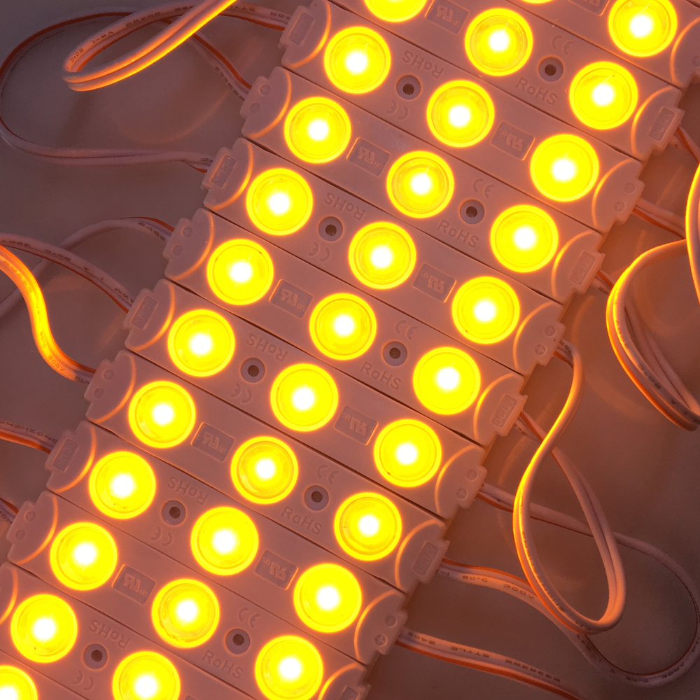 Módulo LED SMD2835, Amarillo 22Lm 3 LEDs, 12V 0.72W, Exterior IP65