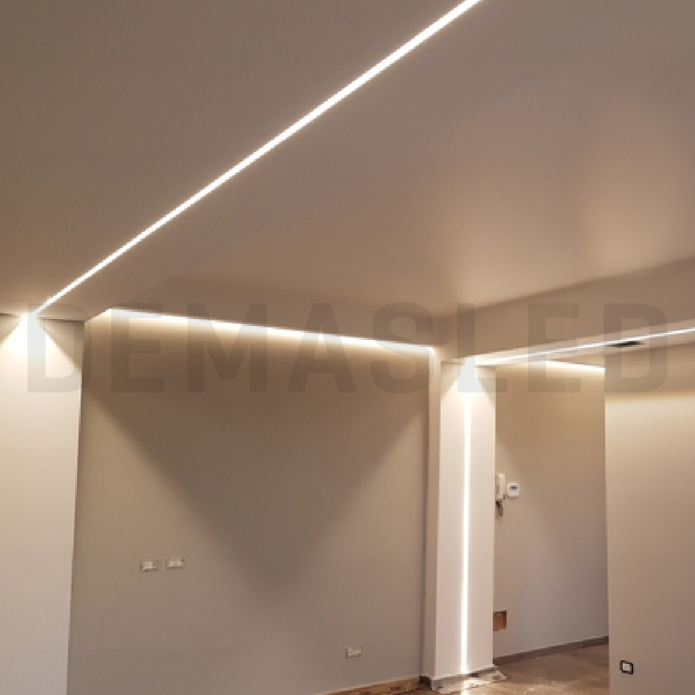 Perfil de Aluminio Curve 52x8mm Anodizado, Cover Opal Blanco x1m