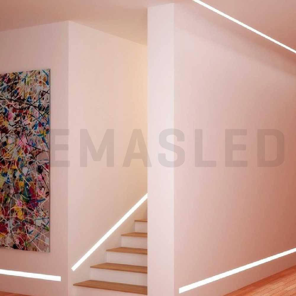 Perfil de Aluminio Flat 23x10mm Anodizado, Cover Opal Blanco x1m