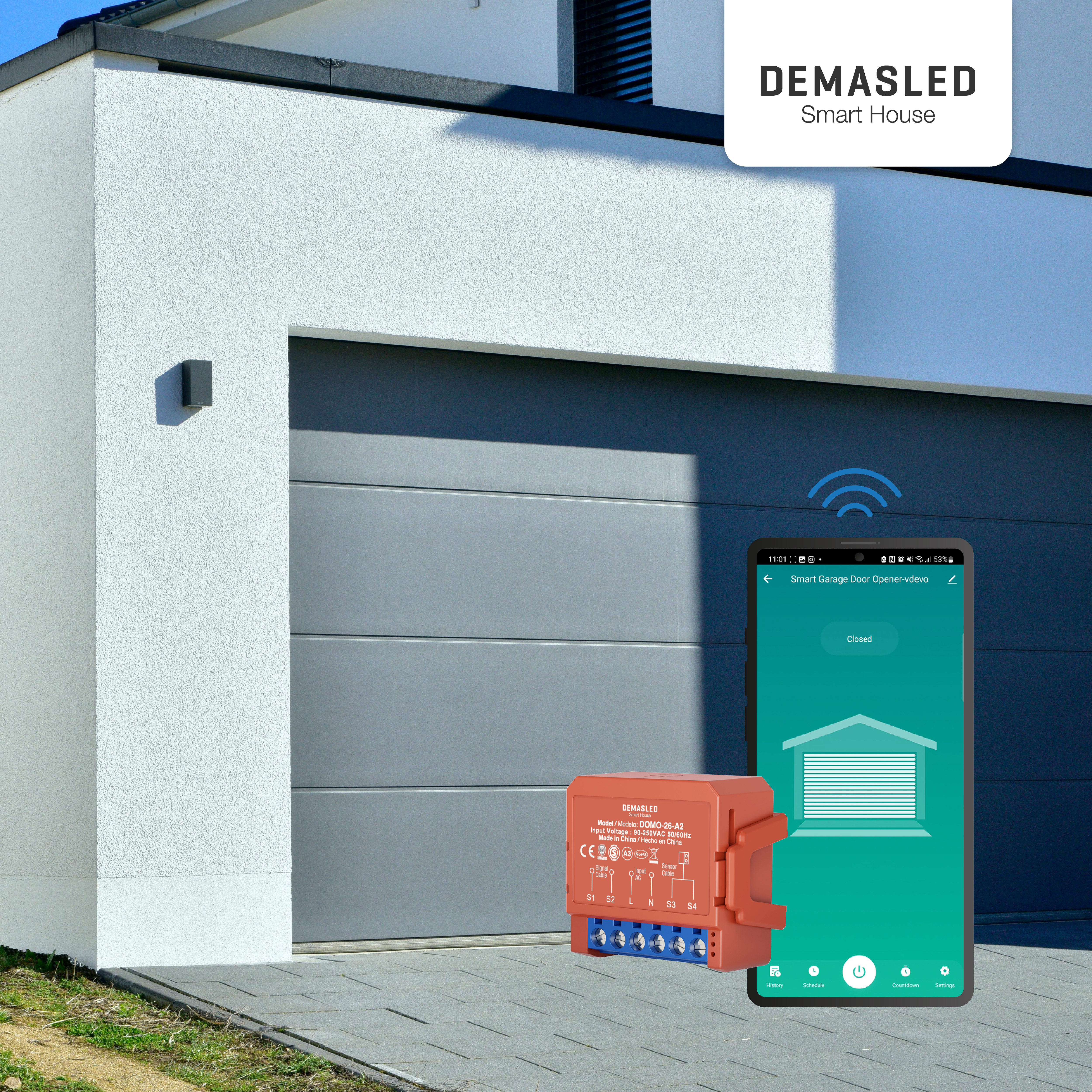 Controlador Switch WIFI para Puerta de Garage AC100-240V IP20