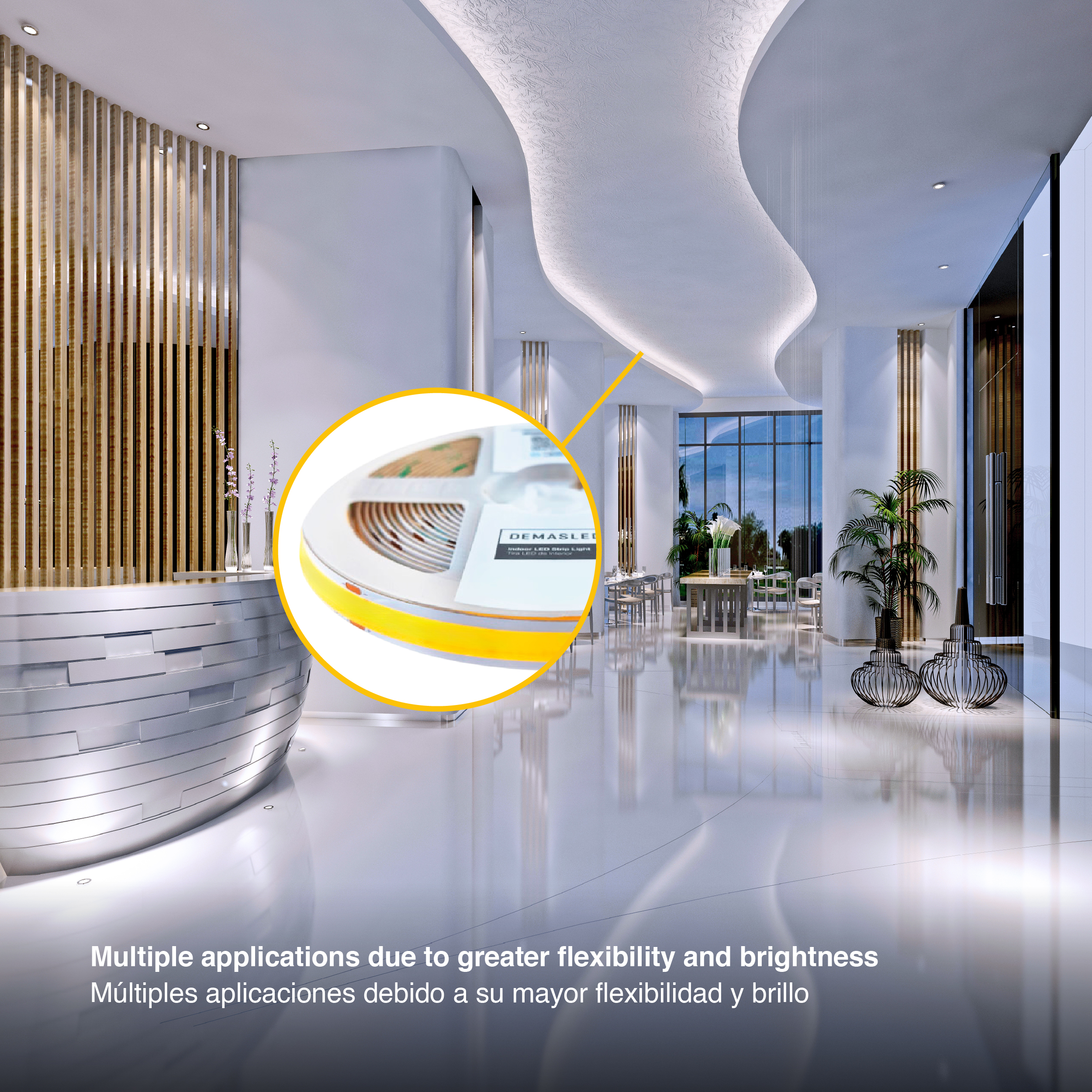 Tira LED COB 24V 25W/m Blanco Frío 2875lm/m 960 LEDs/m, 15mm PCB IP33 x5m 