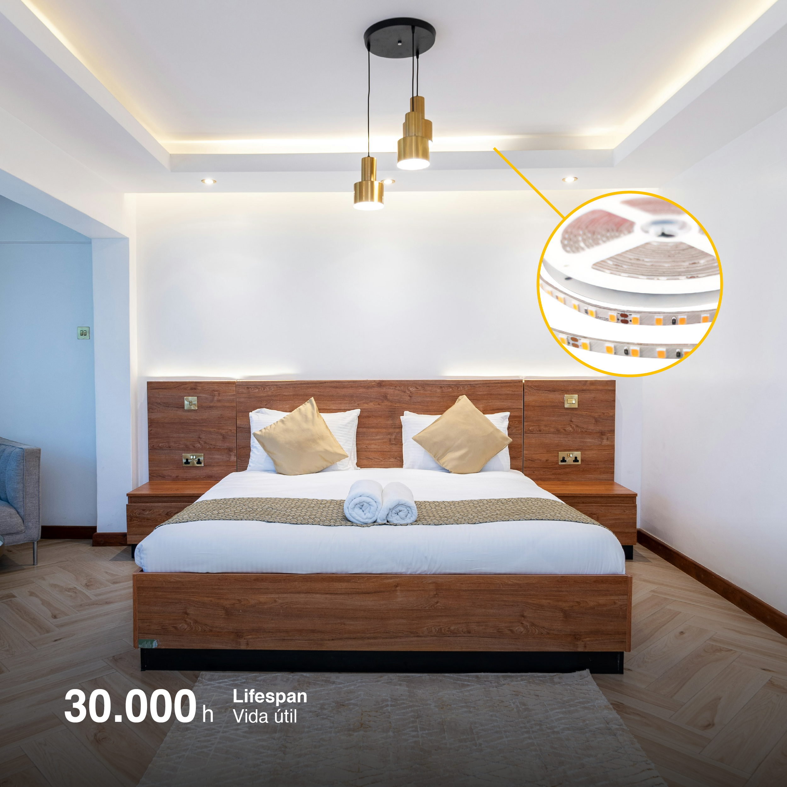 Tira LED SMD2835, 24V 12W/m Blanco neutro 1200 lm/m 120 LEDs/m, 5m