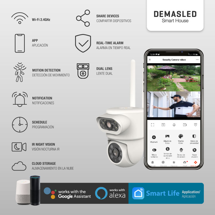 Cámara DUAL Smart WiFi 2MP Full HD para Exteriores 12V IP65