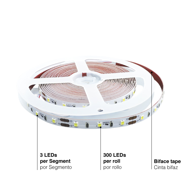 Tira LED SMD2835, 12V 12W/m, Blanco Frío 1080 lm/m, 60 LEDs/m, 5m