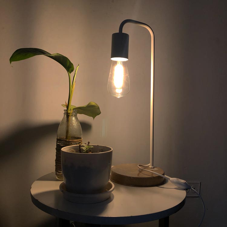 Velador IMOLA WOOD Blanco, Rosca E27 220V