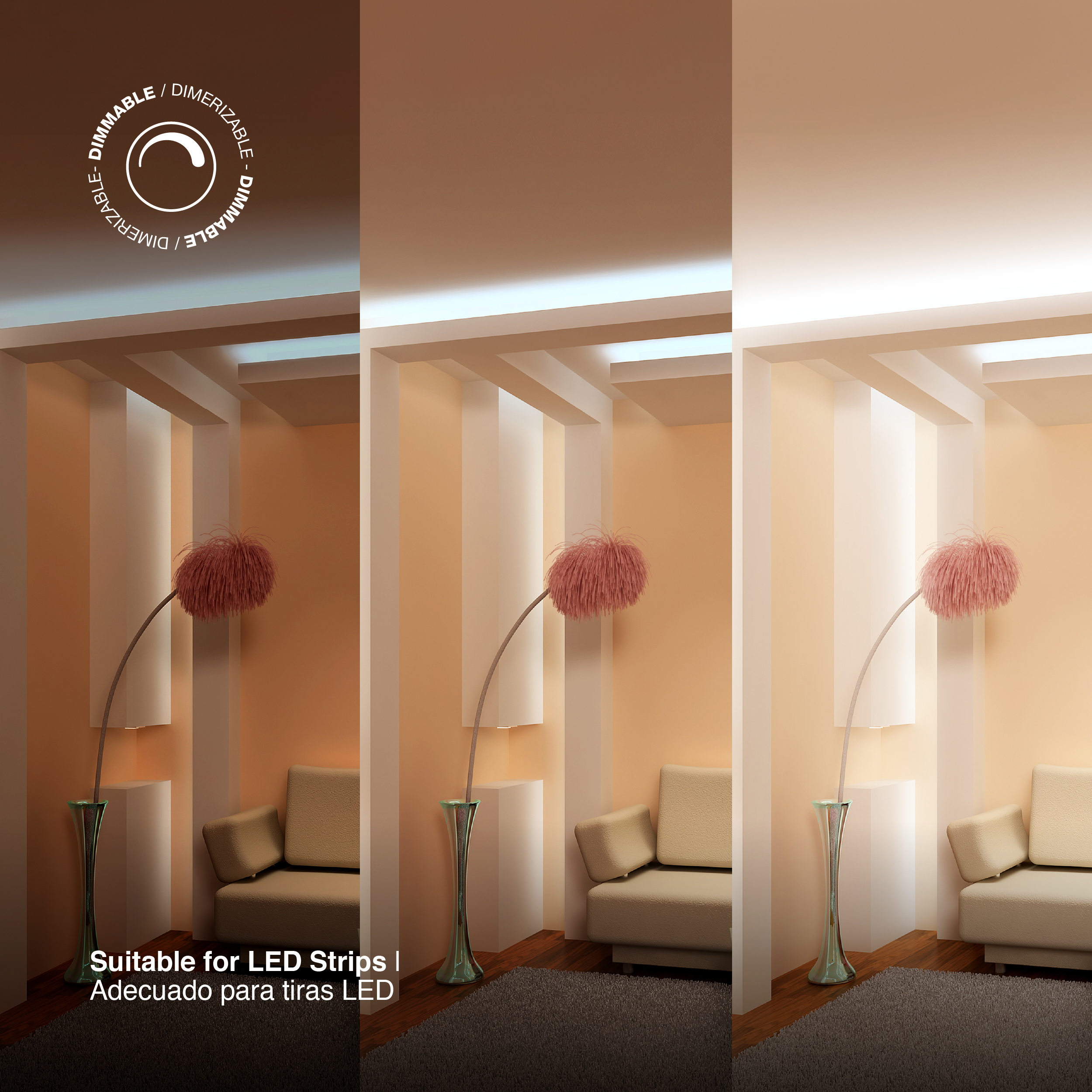 Fuente de Alimentación Dimerizable TRIAC & 0-10v, 24V 2.5A 60W, Interior