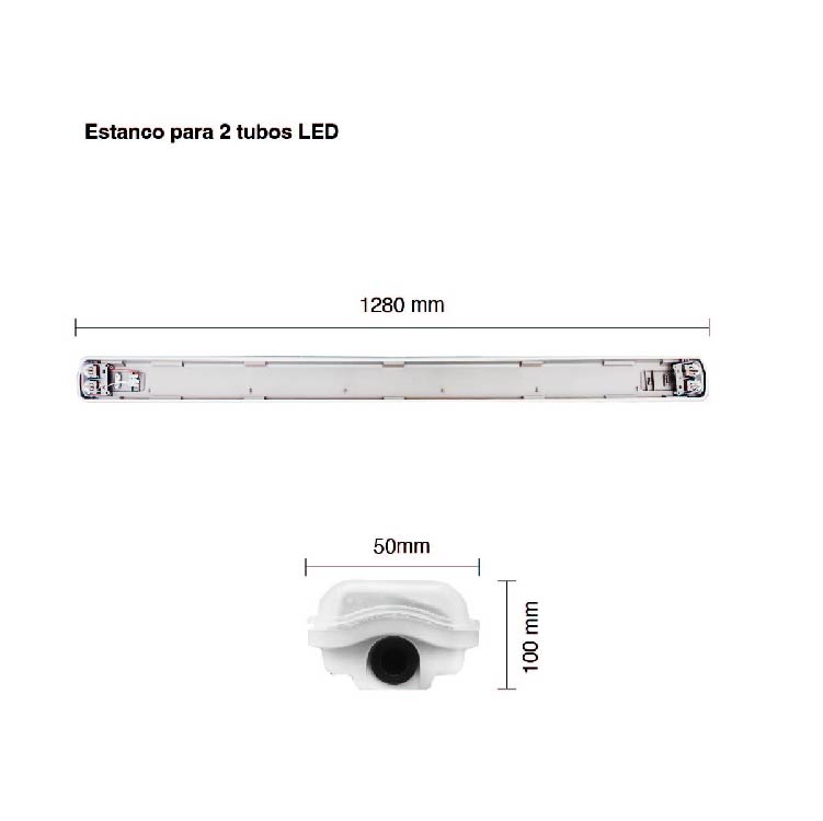 Artefacto Estanco Portatubo 2x18w 120cm