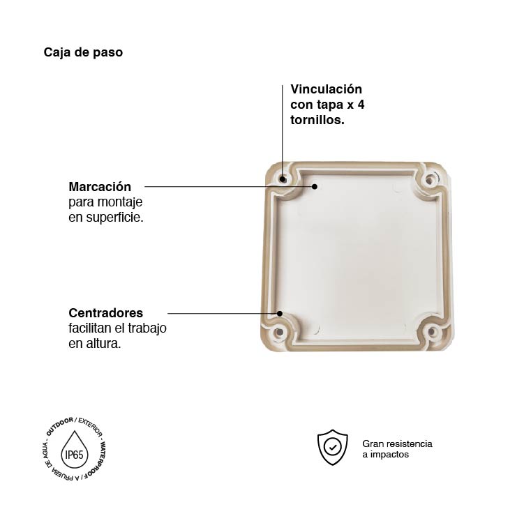 Caja de Paso Estanca 90x90x55mm