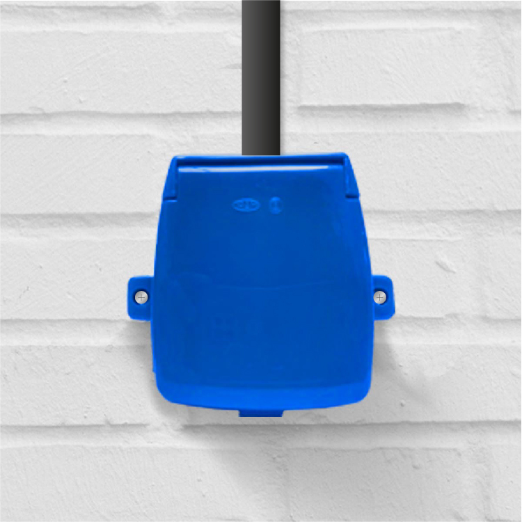 Tomacorriente con Interruptor de Aplicar para Exterior 96x57mm 10A, Azul