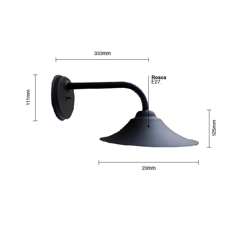 Aplique BERLÍN de Pared Negro Ø22cm Rosca E27