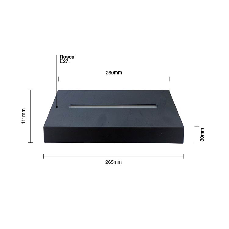 Aplique MÓNACO Negro Unidireccional E27 265x120x110mm