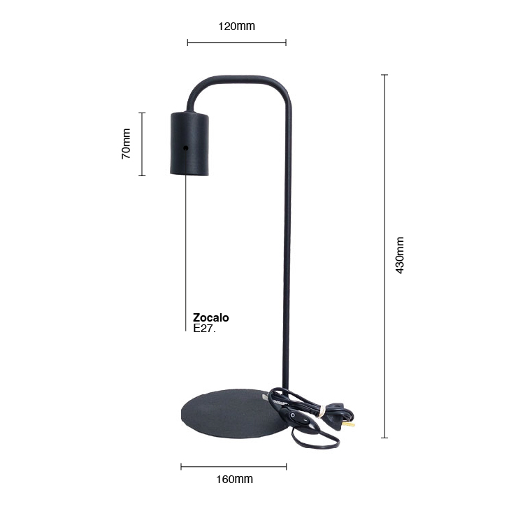 Velador IMOLA Negro con Rosca E27 220V