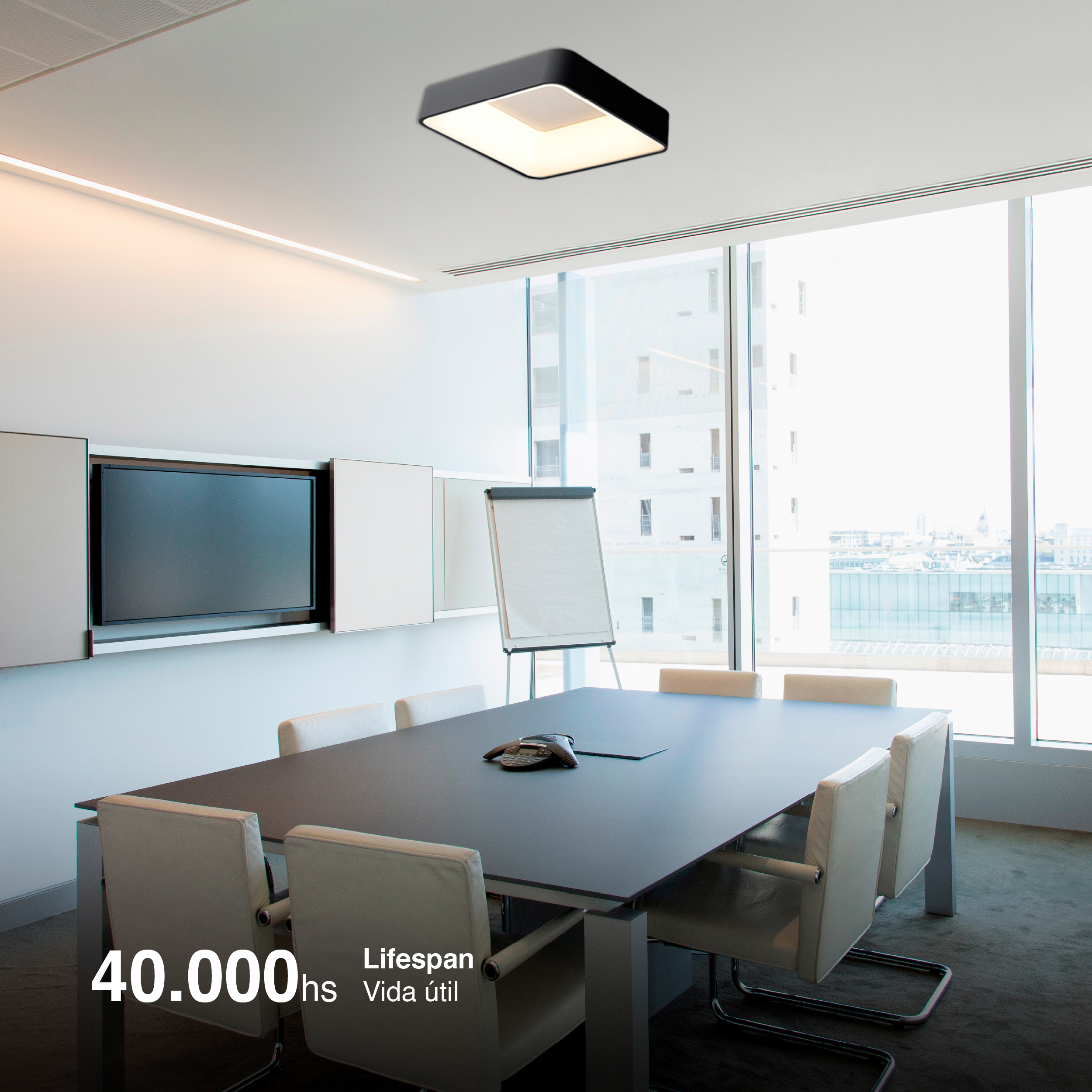 Panel LED Smart Cuadrado Negro 50x50x9cm 48W 210mA CCT, de Aplicar