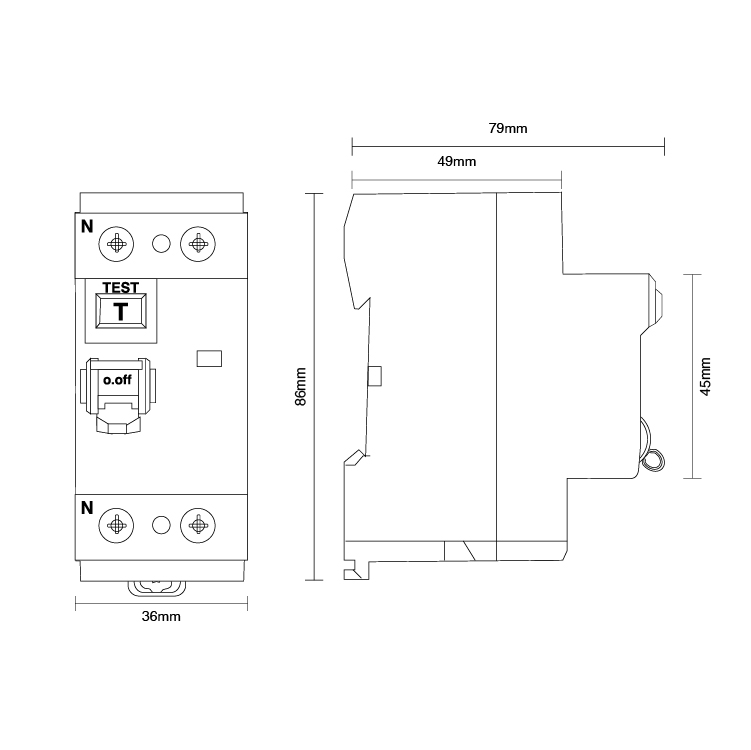 Interruptor Diferencial / Disyuntor BIPOLAR, 2x40A 30mA, Clase AC 6kA