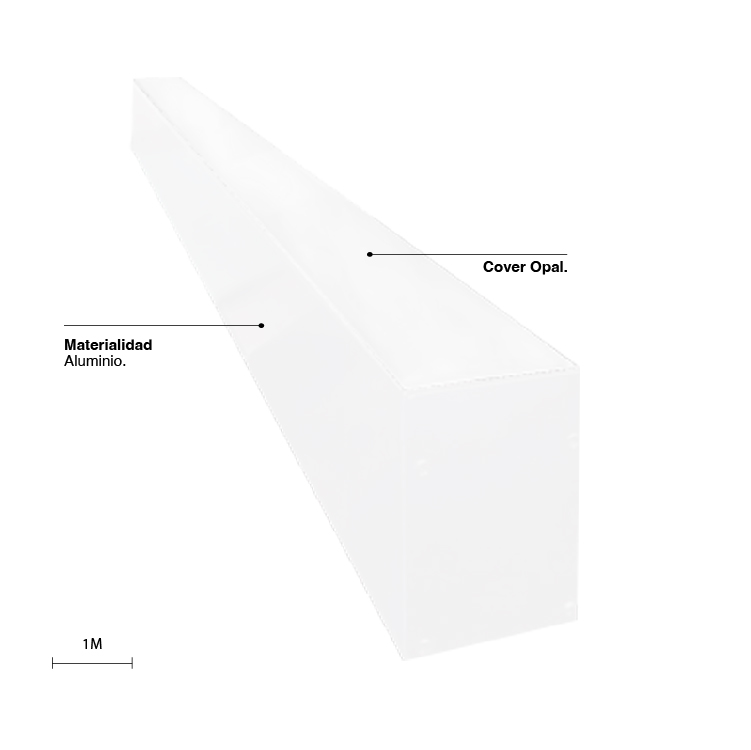 Perfil de Aluminio Linear 75x50mm Blanco, Cover Opal Blanco x1m