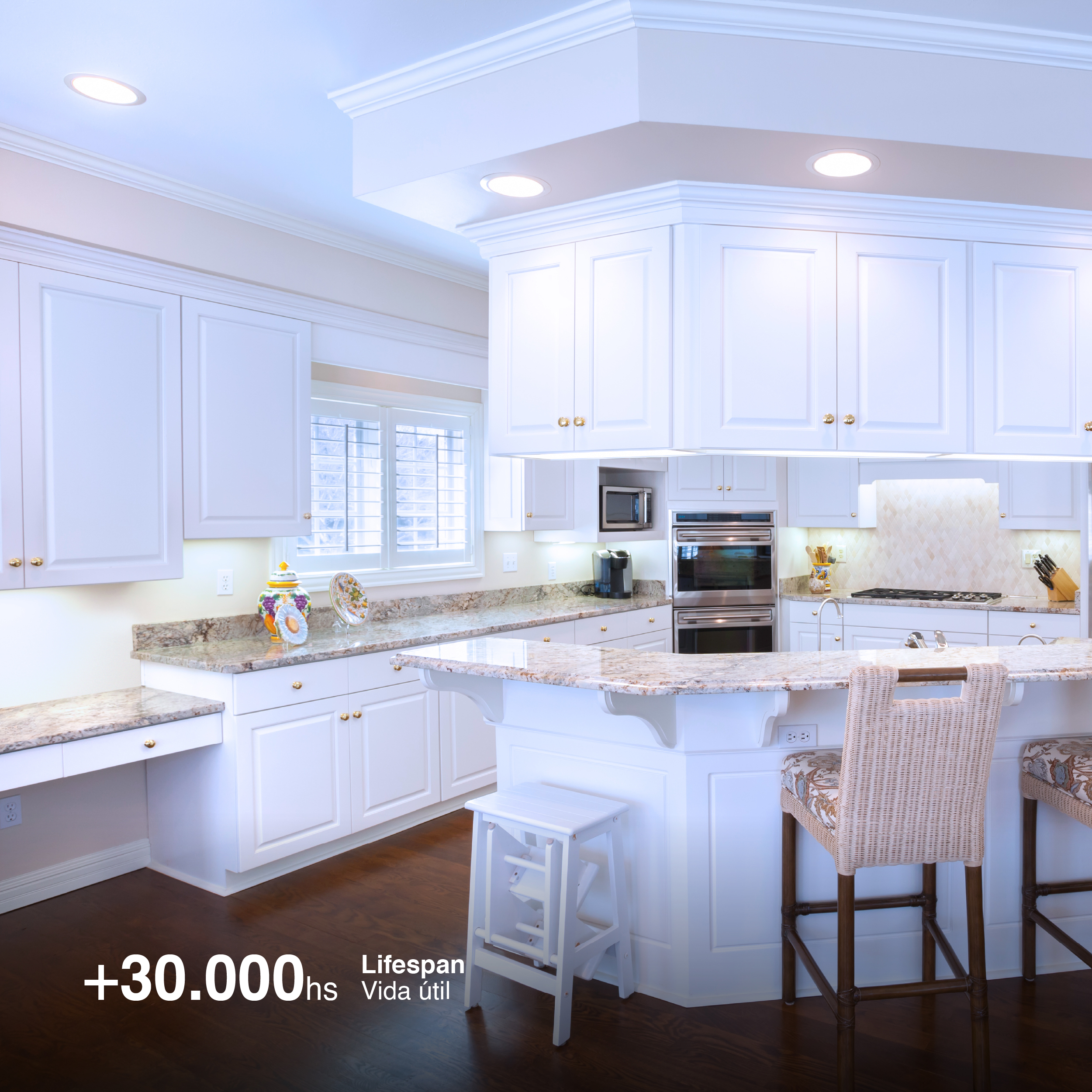 Panel LED Redondo Blanco de 30cm, 24W 1920lm Frío, de empotrar