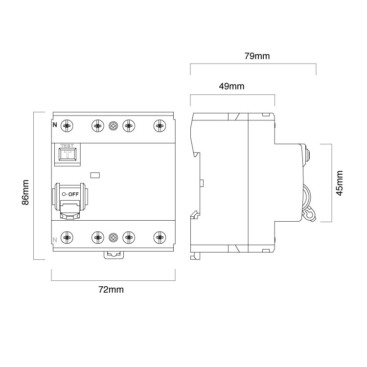 Interruptor Diferencial / Disyuntor TETRAPOLAR, 4x40A 30mA, Clase AC 6kA