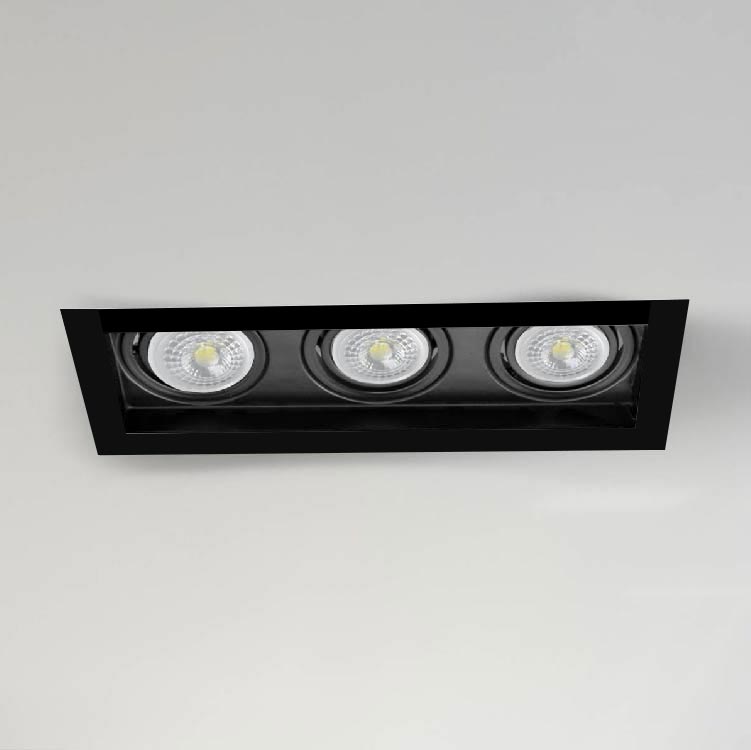 Spot Premium de Embutir Negro para 3 Lámparas LED GU10