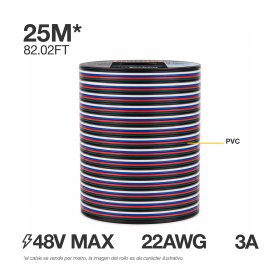 Cable 5 polos de 0.6mm RGBW - 5x0.6mm (22AWG) - 48V Máx. x25m
