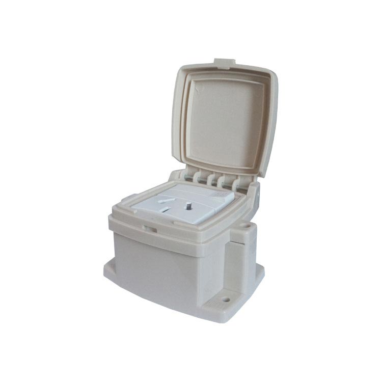 Tomacorriente con Interruptor de Aplicar para Exterior 96x57mm 10A, Beige