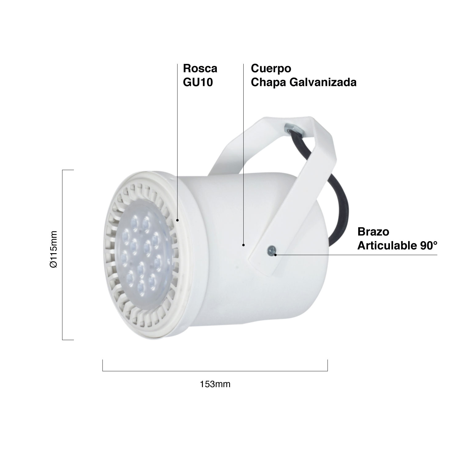 Cabezal Móvil Blanco para AR111 11,5x15,3cm