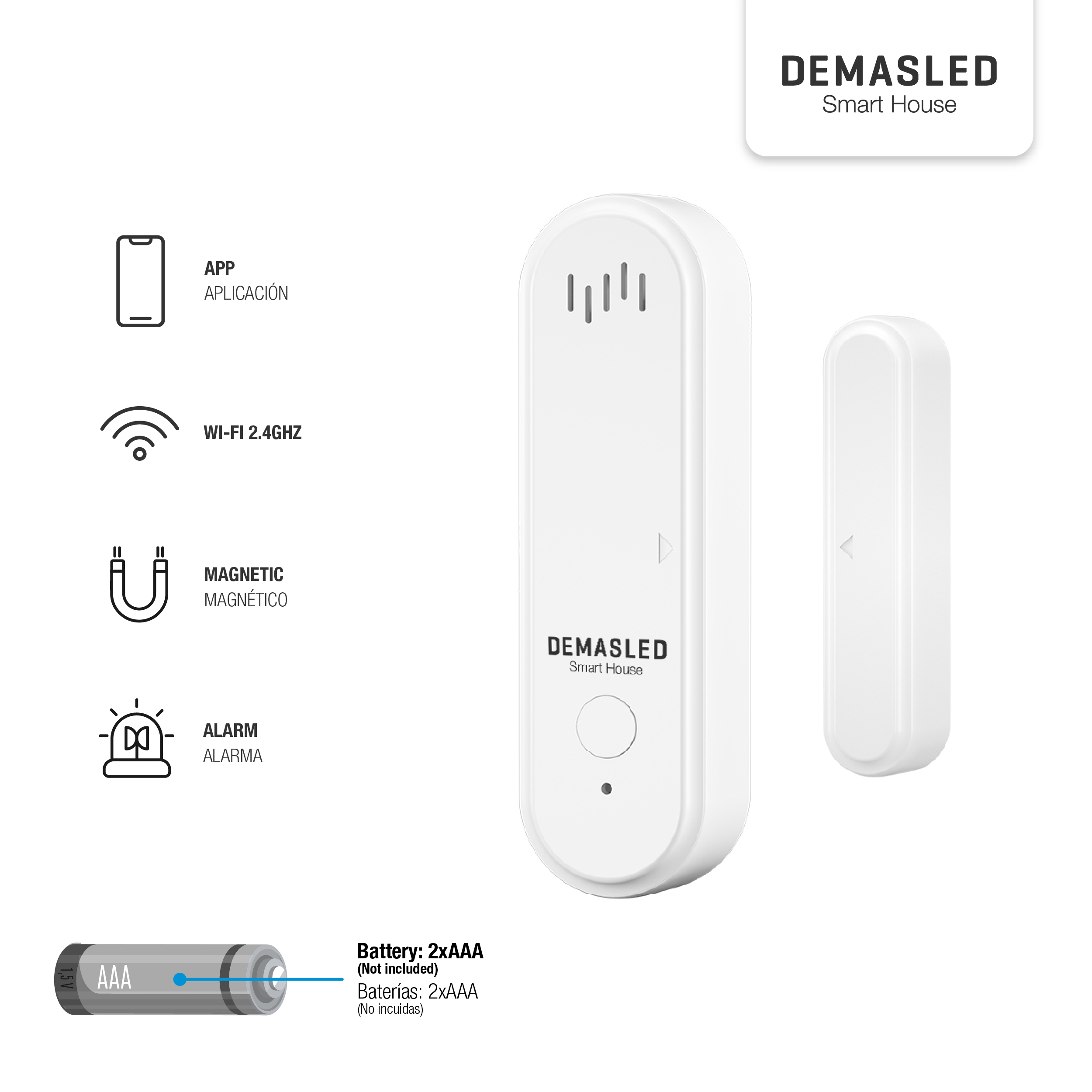 Sensor Smart WiFi Magnético para Puerta/Ventana con Sirena 2.4GHz