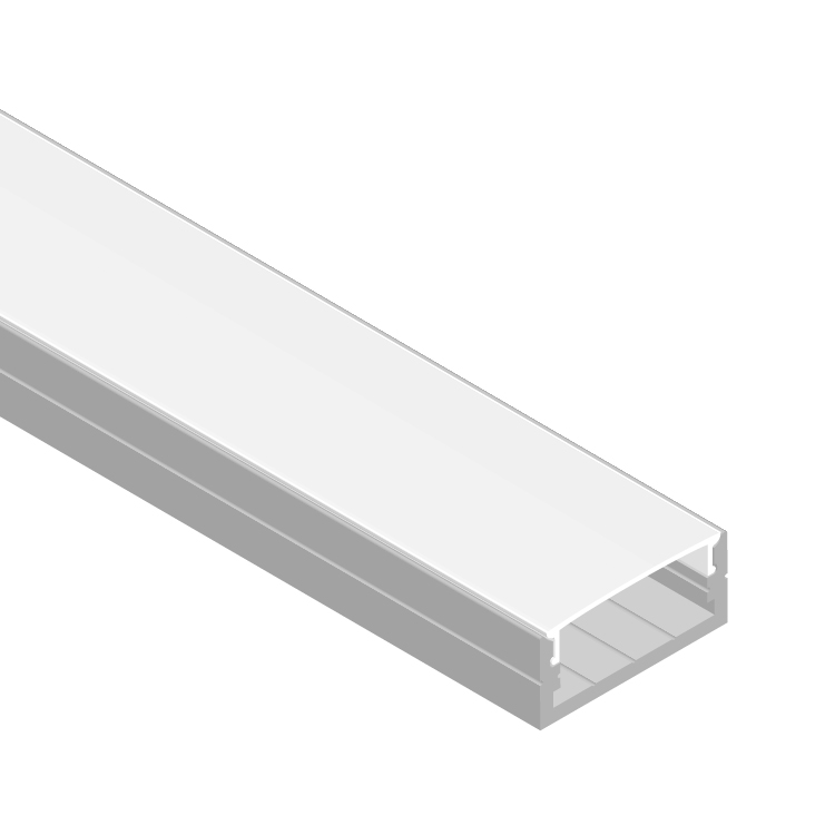 Perfil de Aluminio Flat 23x10mm Anodizado, Cover Opal Blanco x1m
