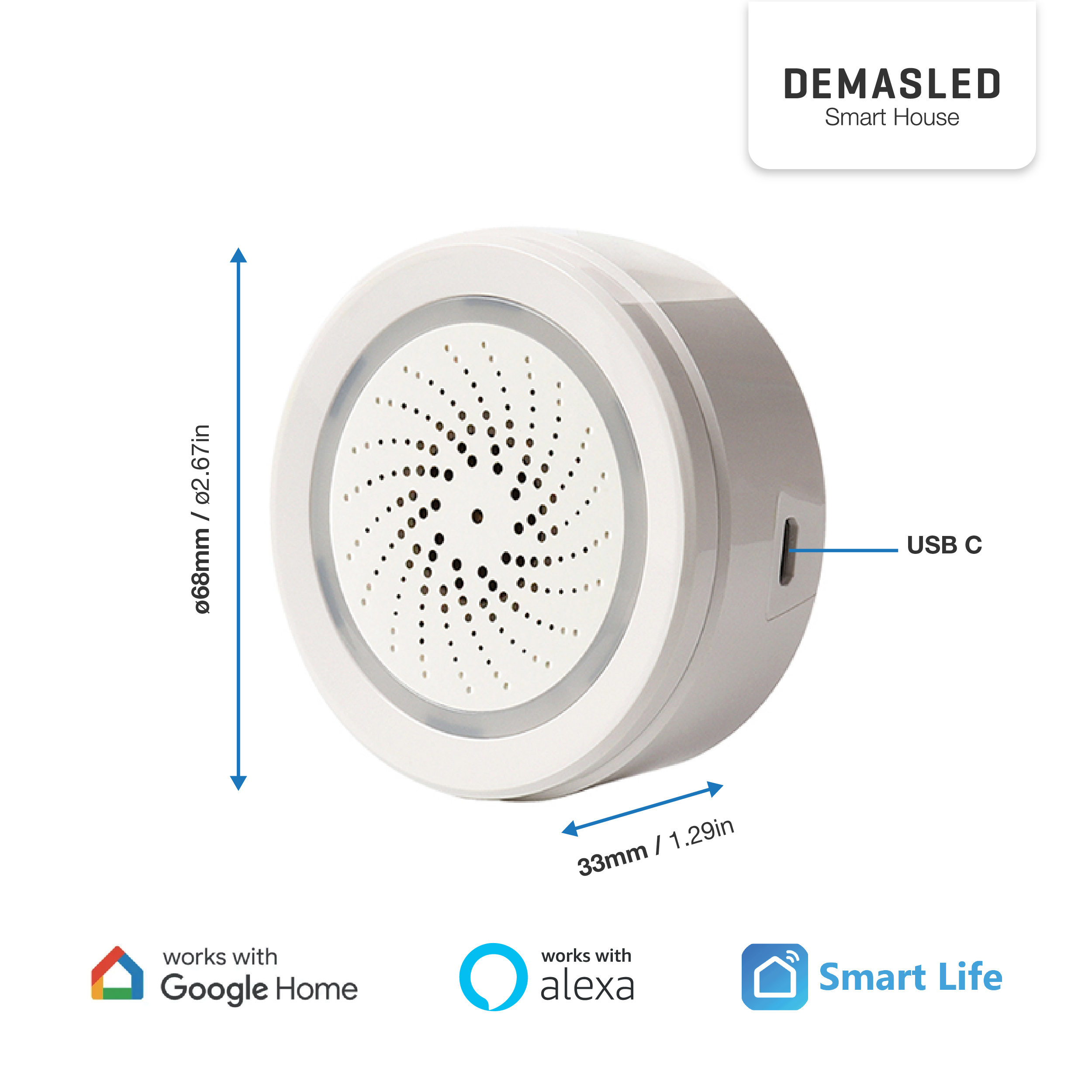 Sirena de Alarma Smart WiFi 100dB 2.4GHz