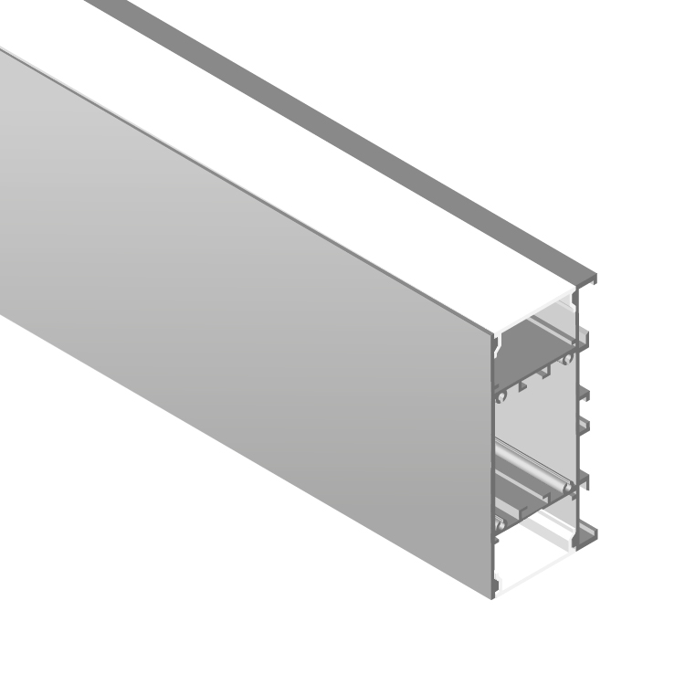 Perfil de Aluminio Anodizado Bidireccional, Difusor Opal Blanco, 42mm, 1m