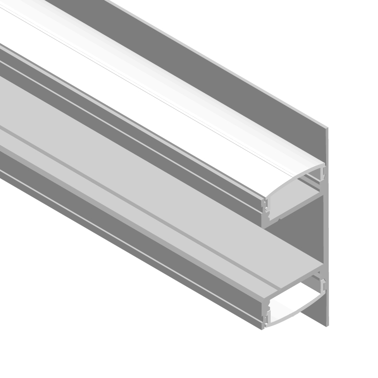 Perfil de Aluminio Duo Bidireccional 49x17mm Anodizado, Cover Opal Blanco x1m