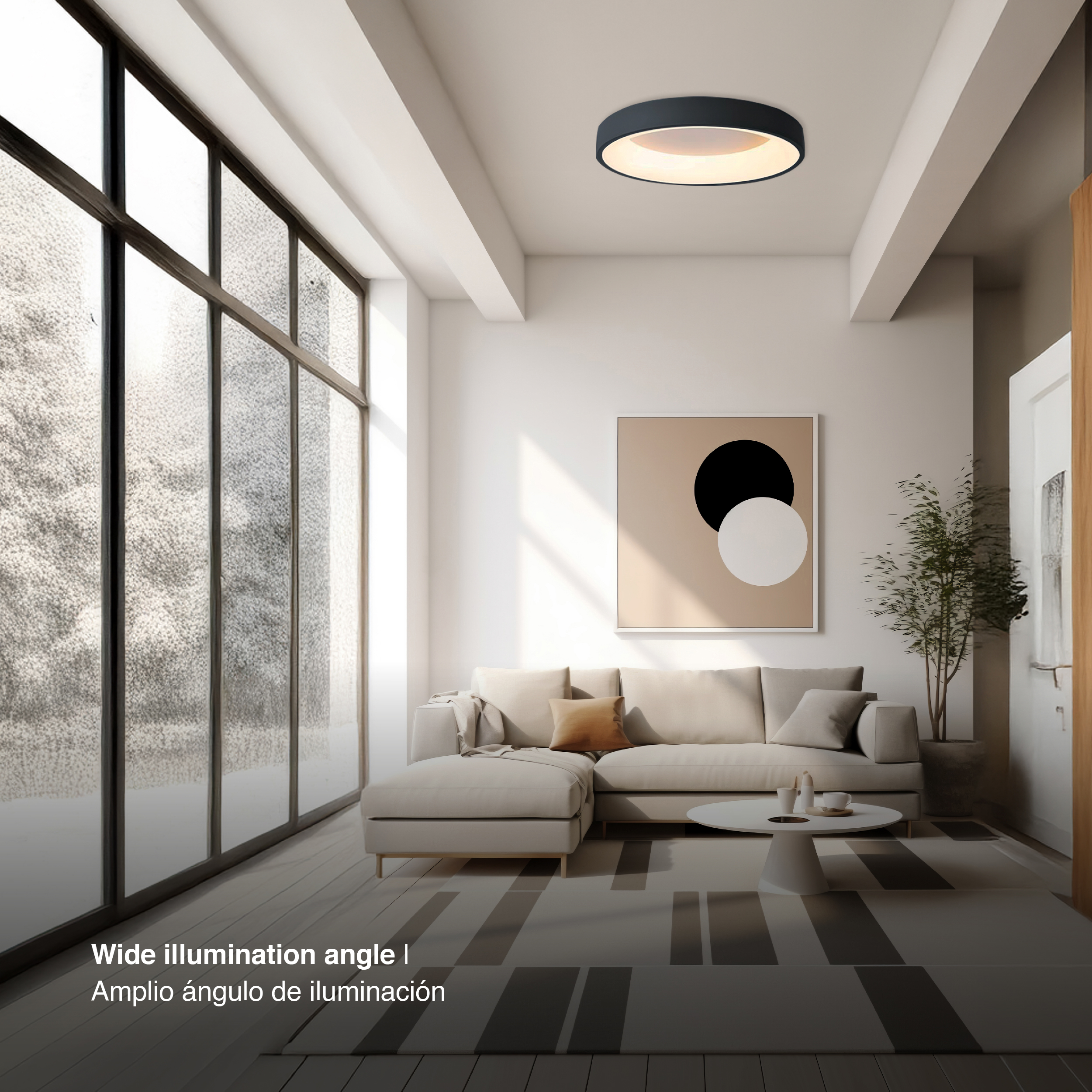 Panel LED Smart Redondo Negro Ø60x9cm 60W 270mA CCT, de Aplicar