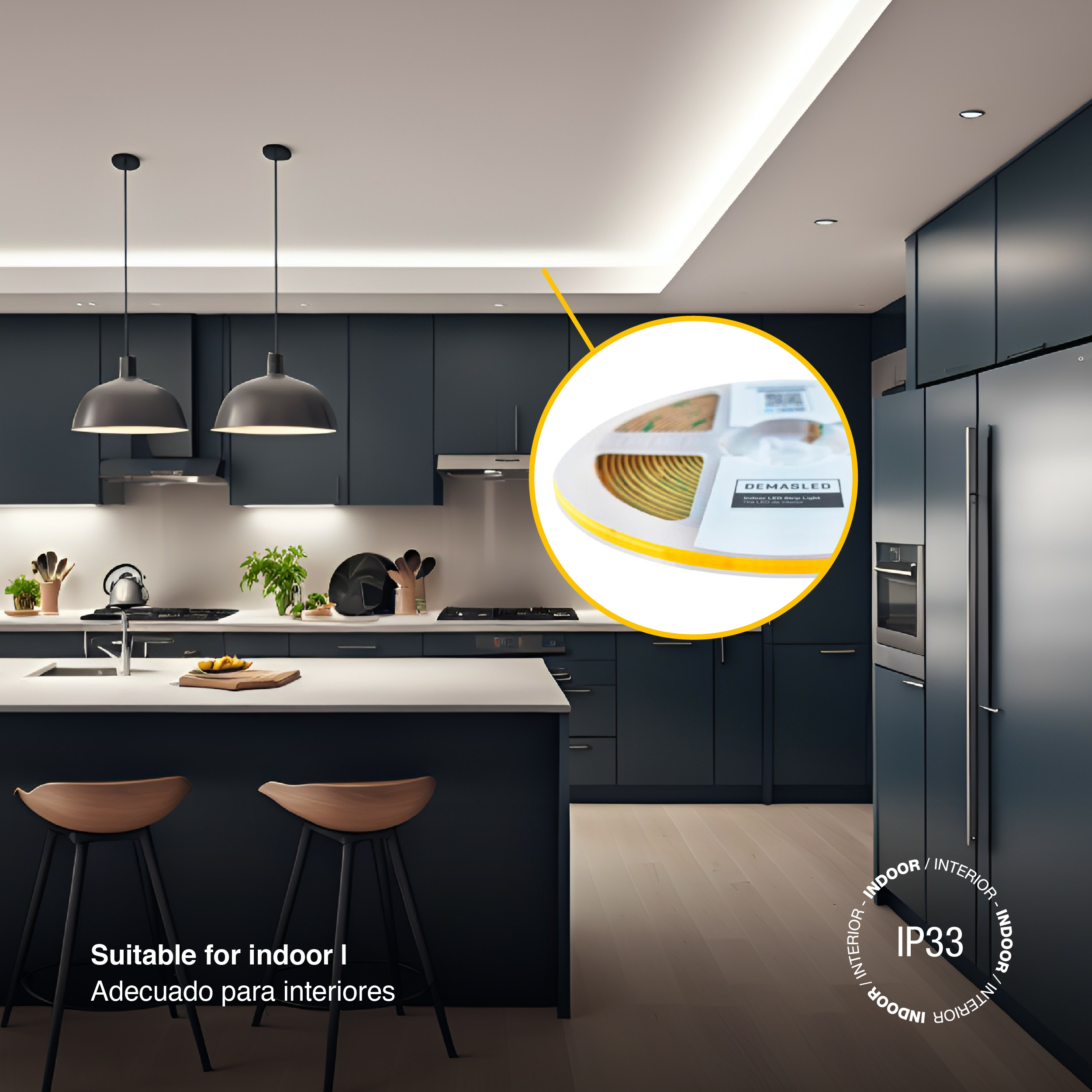 Tira LED COB 24V 4W/m Blanco Neutro 360lm/m 504LEDs/m, 3mm PCB IP33 x 5m