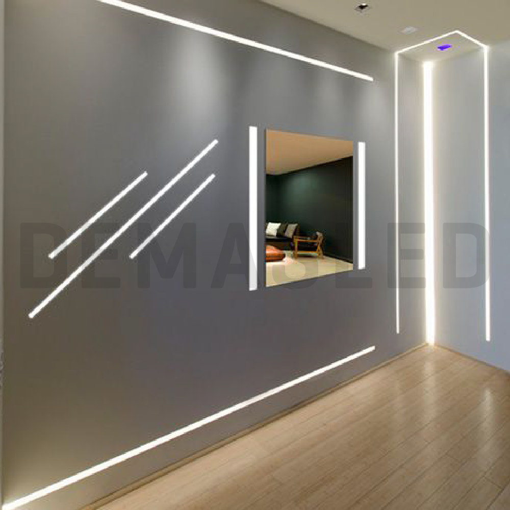 Perfil de Aluminio Negro, Difusor Opal Blanco, 17x7mm, 1m, para Embutir