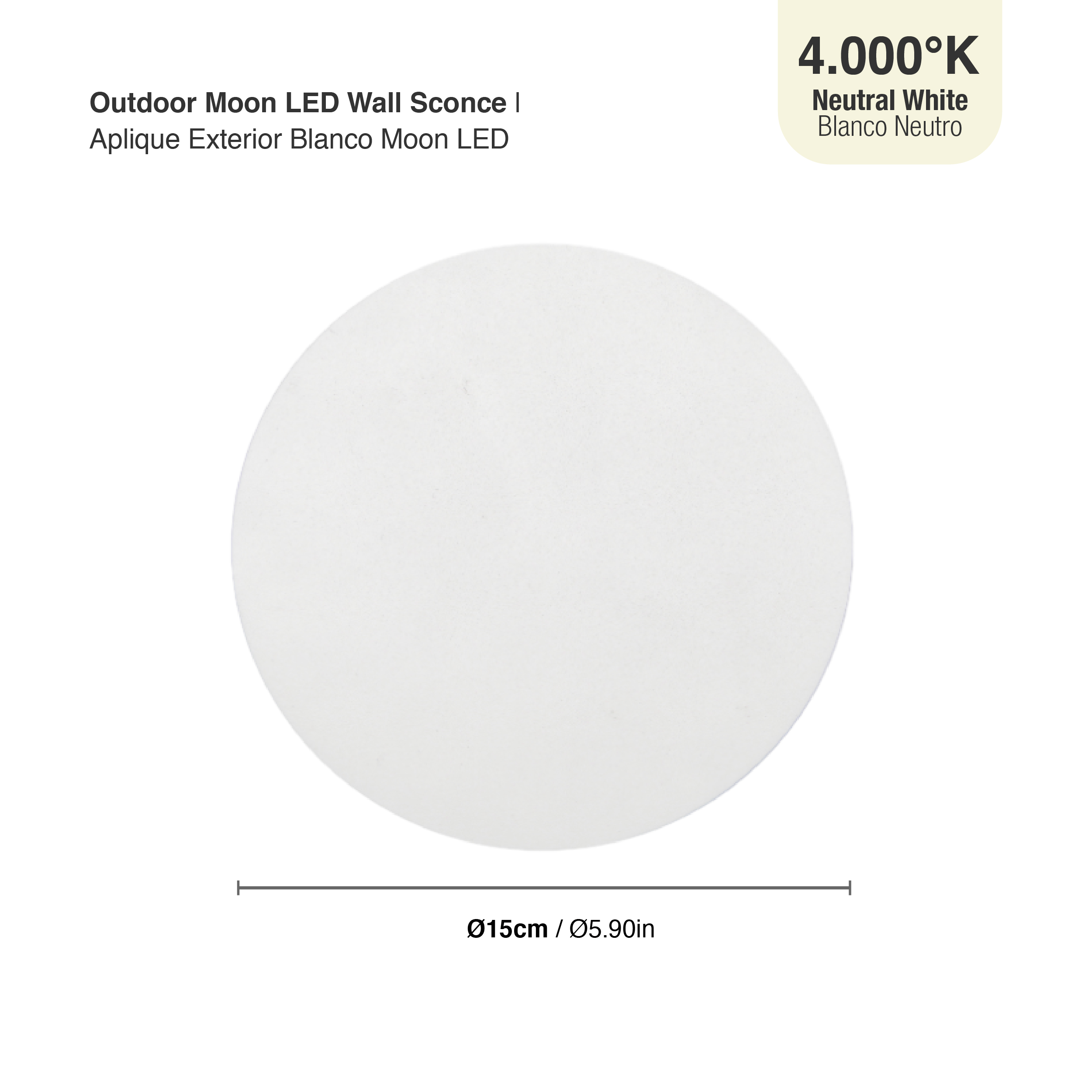 Aplique LED Exterior de Pared Redondo 12W IP65 Blanco 15cm 220V Blanco Neutro