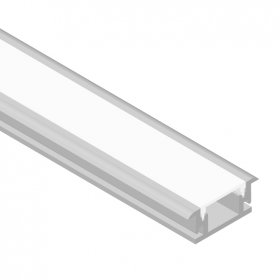 Perfil de Aluminio de Embutir en Piso 21x11mm Anodizado, Cover Opal Blanco x2,5m