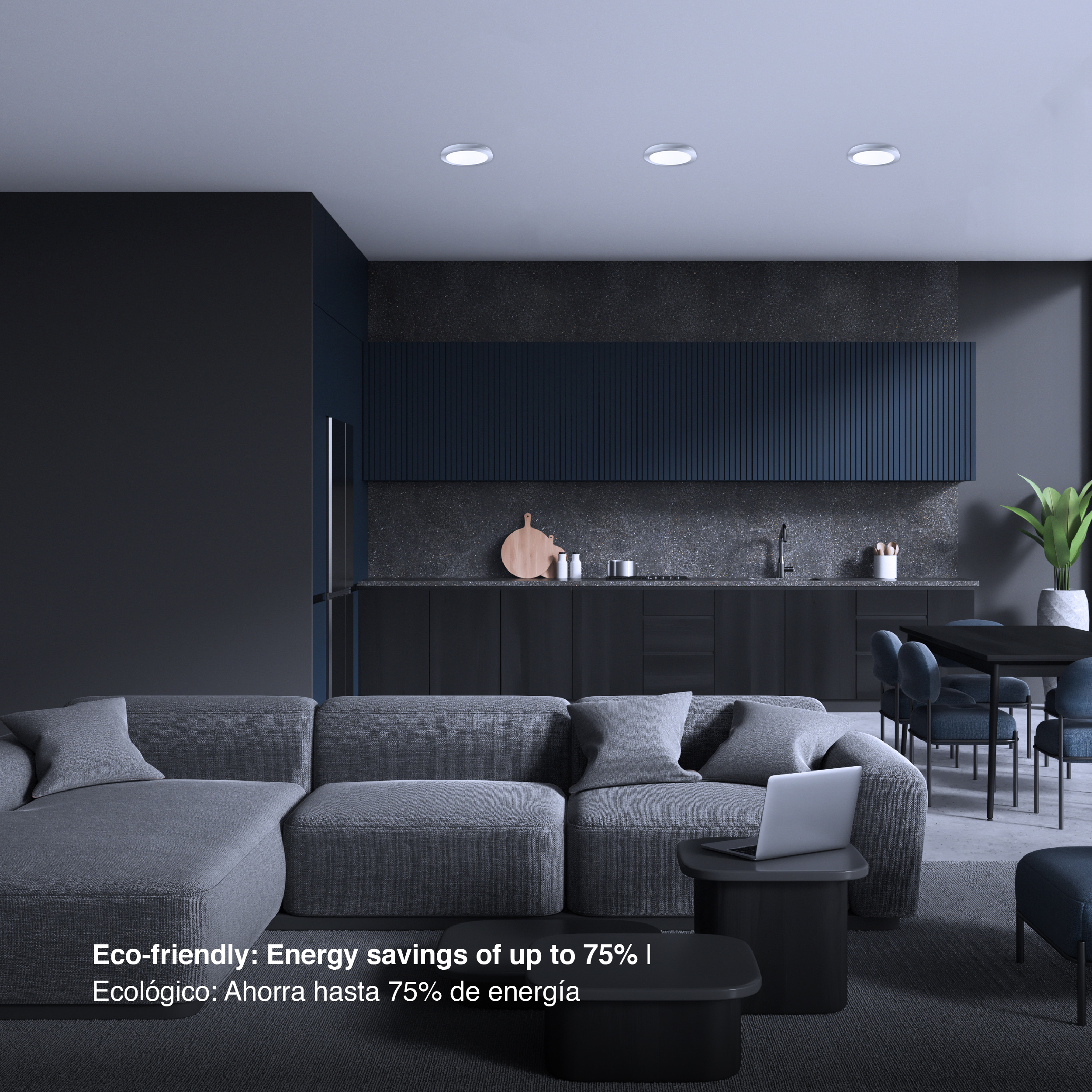 Plafón LED redondo níquel de 22cm, 18W 1230lm blanco Frío, aplicar