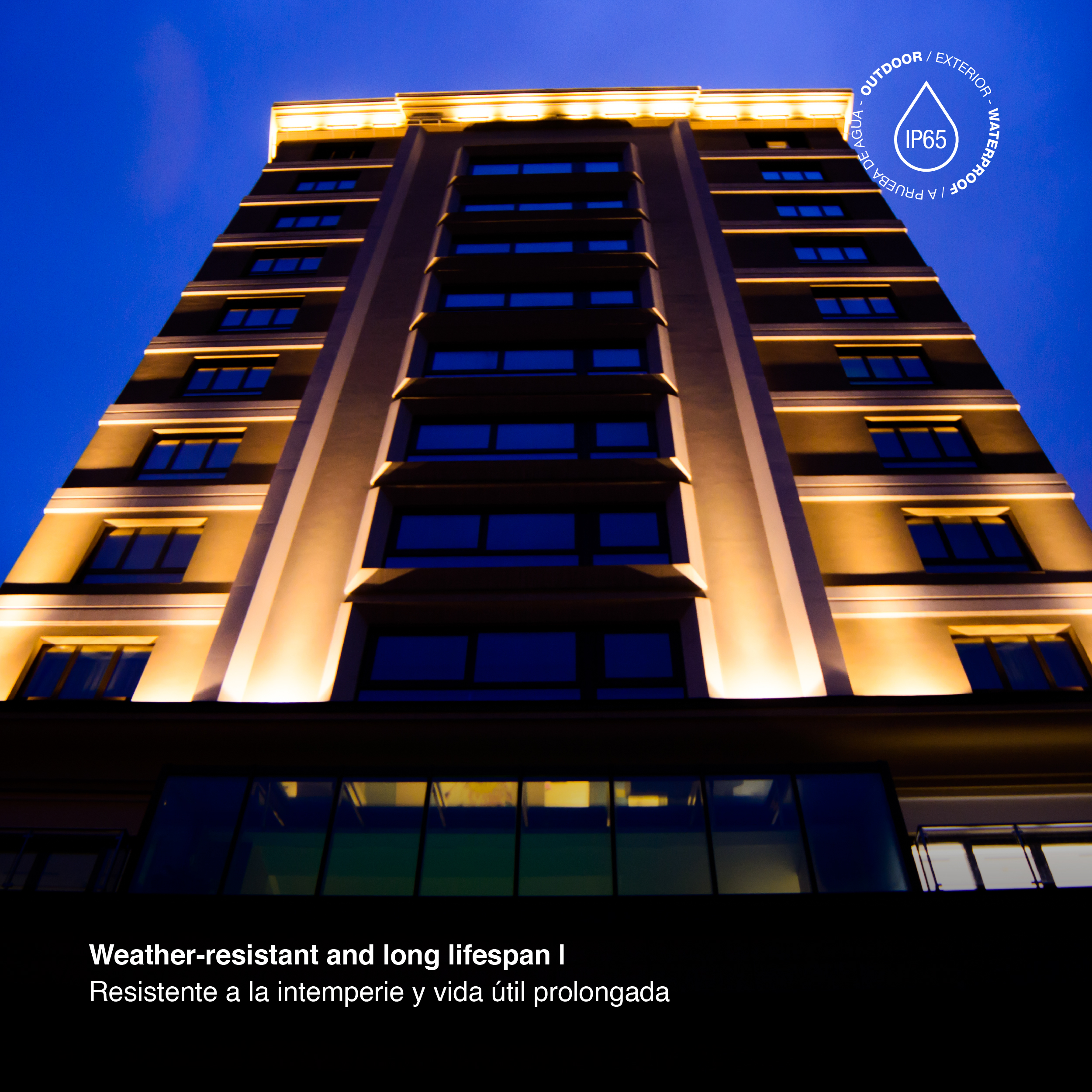 Bañador LED 36W 24VDC Blanco Cálido 3.000K IP65, 1m