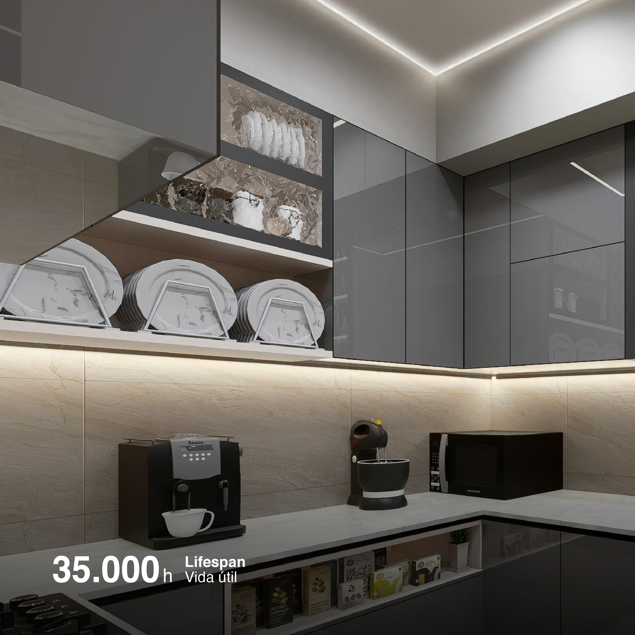 Tira LED COB Freecut 24V 10W/m Blanco Neutro 4000°K 950lm/m 528LEDs/m, 8mm PCB IP33 x5m