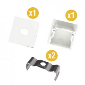 Kit de 2 tapas y 2 clips para perfil de aluminio, PER-21-2M