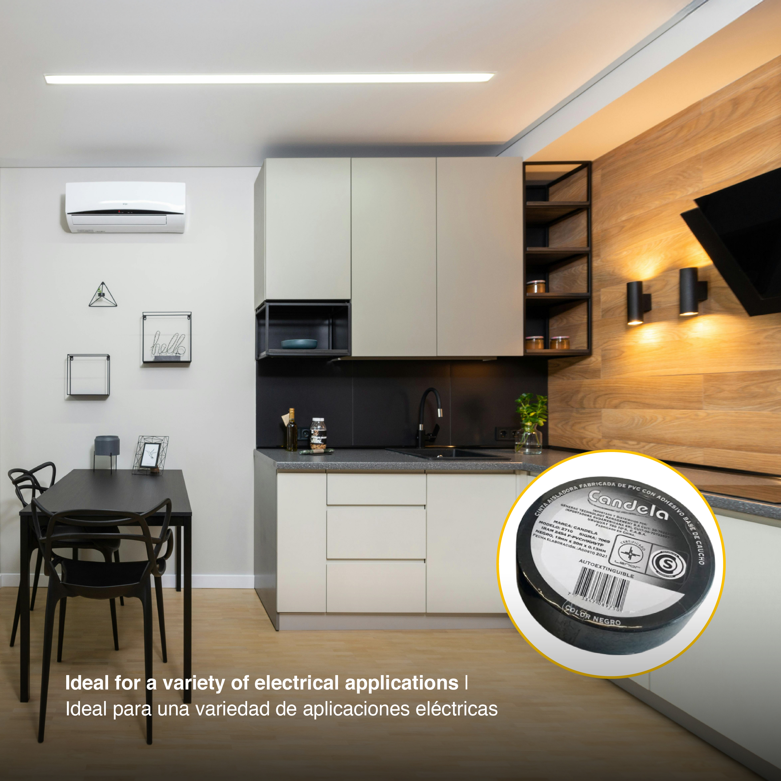 Cinta Adhesiva Aislante PVC, Negra 10m