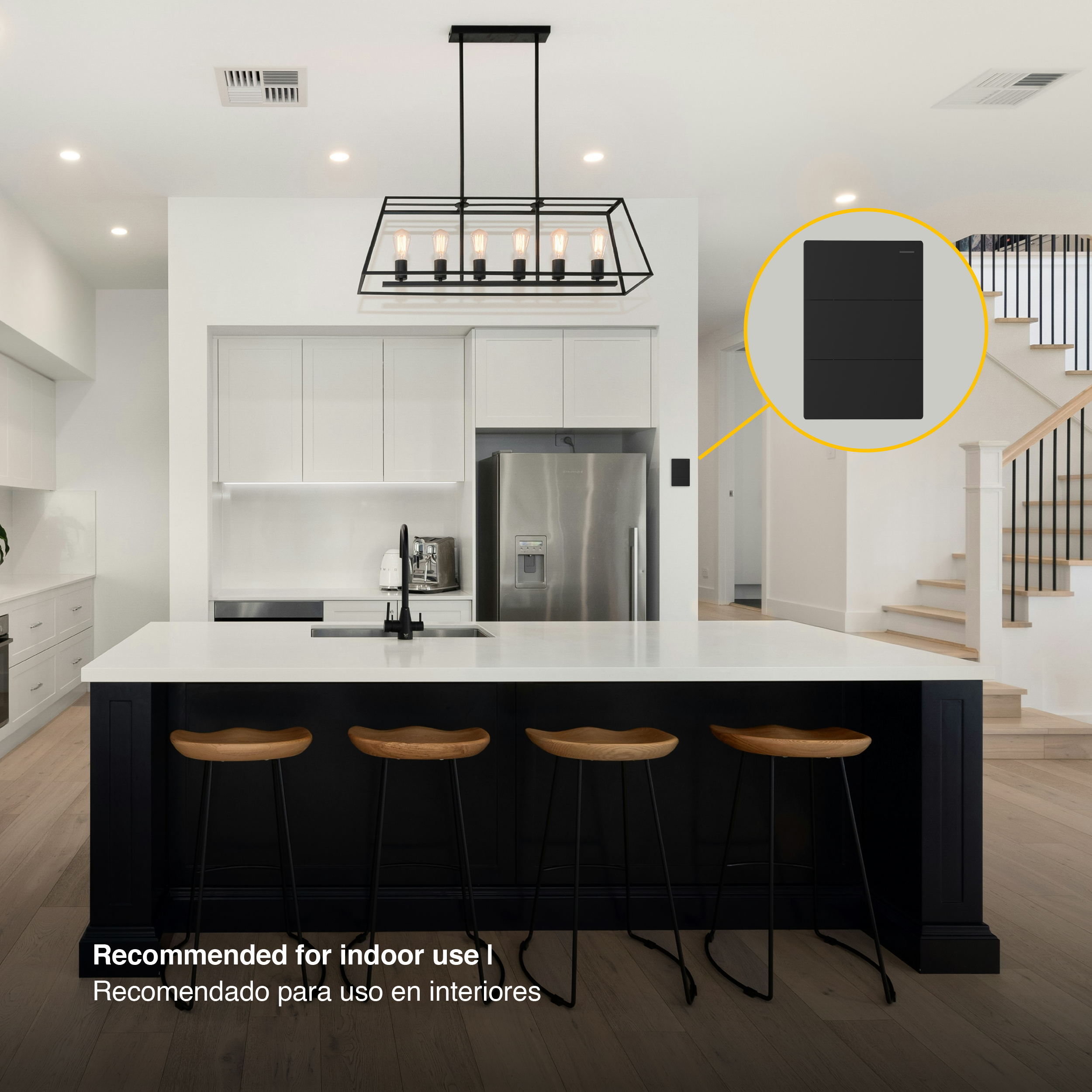 Tecla de 3 Canales, 2 Vías 10A Máx. AC 250V, Negro